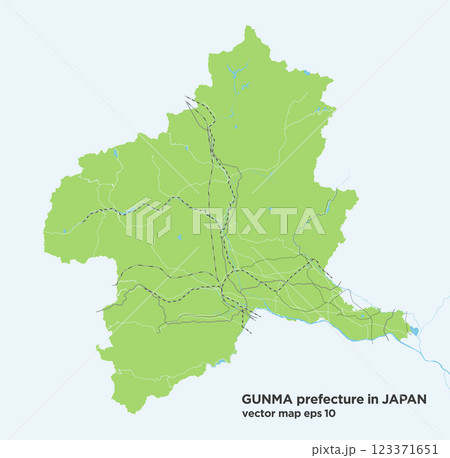 日本の群馬県の緑色のシンプルなロードマップ 123371651