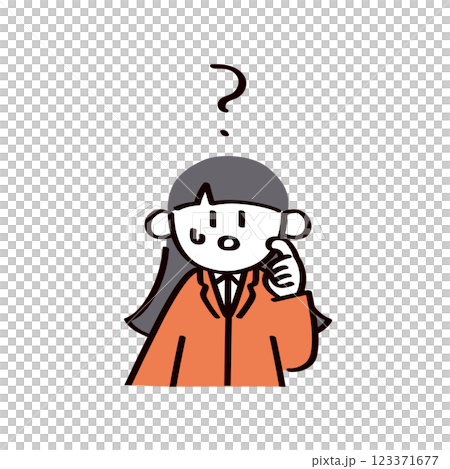 Illustration of a doubtful businesswoman 123371677