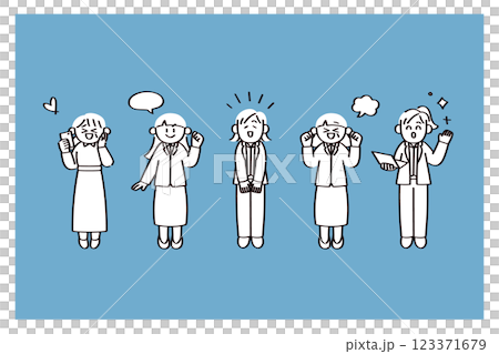ビジネスウーマンのイラストセット ビジネスウーマンのイラストセット 123371679