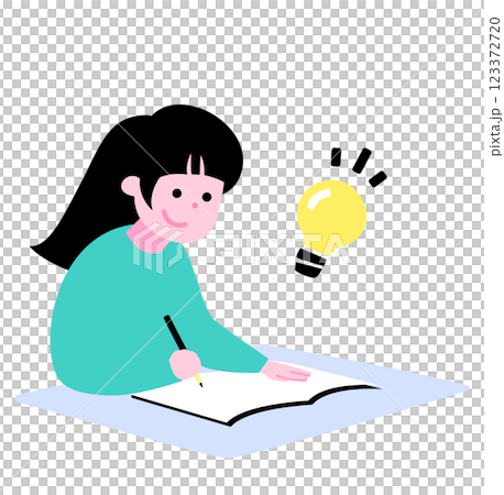 小學生學習_孩子們在筆記本上寫字、學習、準備考試的插圖 123372720