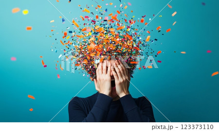 Man suffering from stress and information...のイラスト素材 [123373110] - PIXTA