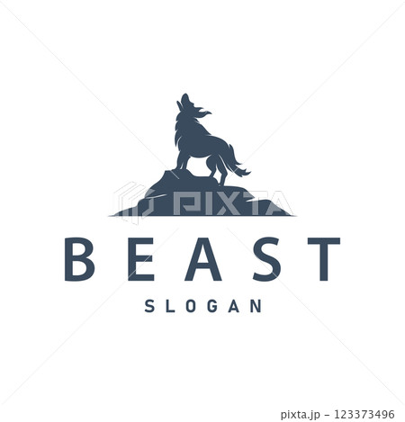 black silhouette design logo wolf wild animal simple illustration template 123373496