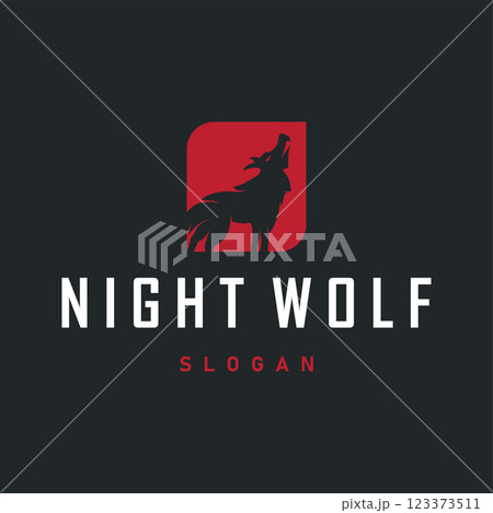 black silhouette design logo wolf wild animal simple illustration template 123373511