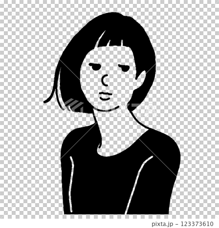 Woman looking down vector line drawing 123373610