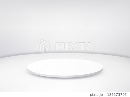 modern 3d white circular platform on same background for product display mockup 123373795