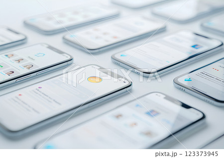 卓上の複数のスマホ 123373945