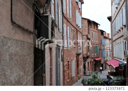 フランス　アルビ　赤レンガの旧市街の街並み 123373971