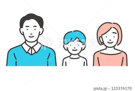 男の子がいる夫婦のベクターイラストアイコン 123374170