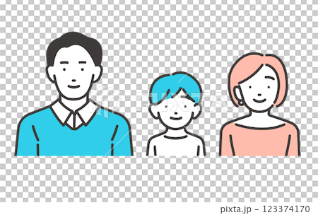 男の子がいる夫婦のベクターイラストアイコン 123374170