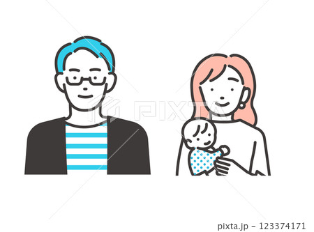 赤ちゃんがいる夫婦のベクターイラストアイコン 赤ちゃんがいる夫婦のベクターイラストアイコン 123374171