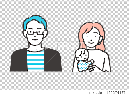 Vector illustration icon of a couple with a baby 123374171