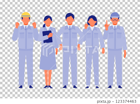 作業着の男女、人々の問題解決のイラスト ポジティブ 作業着の男女、人々の問題解決のイラスト ポジティブ 123374463