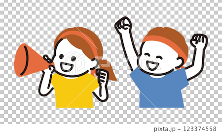 Children cheering Children cheering 123374558