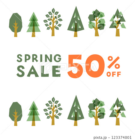 ラフなタッチの木のイラストのフレーム_1 123374801