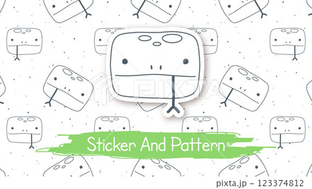 Doodle Snake Cartoon Character, Hand Drawn Kids Animal Style, Seamless Pattern, Sticker With Shadow Doodle Snake Cartoon Character, Hand Drawn Kids Animal Style, Seamless Pattern, Sticker With Shadow 123374812