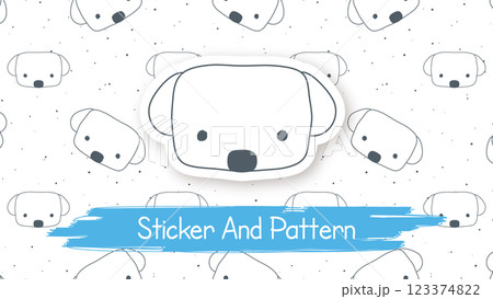 Doodle Dog Cartoon Character, Hand Drawn Kids Animal Style, Seamless Pattern, Sticker With Shadow Doodle Dog Cartoon Character, Hand Drawn Kids Animal Style, Seamless Pattern, Sticker With Shadow 123374822