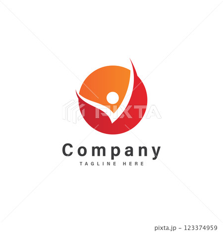 letter v with people logo vector illustration icon 123374959