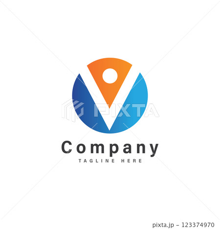letter v with people logo vector illustration icon 123374970