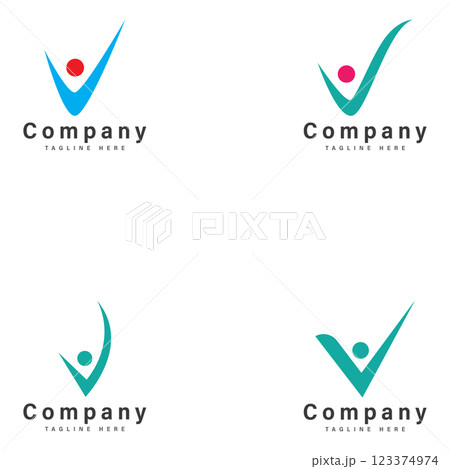 letter v with people logo vector illustration icon letter v with people logo vector illustration icon 123374974
