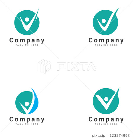 letter v with people logo vector illustration icon 123374998
