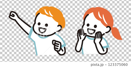 穿著運動服的孩子歡呼 穿著運動服的孩子歡呼 123375060