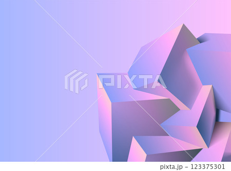 Abstract 3D background with mix of cubes. Geometric shapes intersecting in violet and pink y2k styled background Abstract 3D background with mix of cubes. Geometric shapes intersecting in violet and pink y2k styled background 123375301