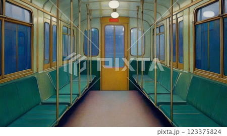 Vintage Subway Car Interior Classic Design and Empty Space ai generative 123375824