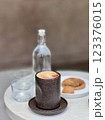 A cup of coffee cappuccino or latte on the table 123376015