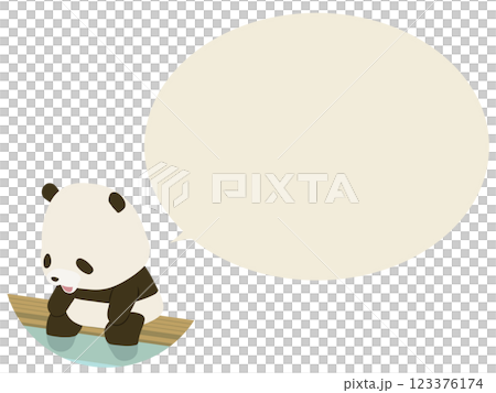 Smiling panda taking a foot bath. With speech bubble. Smiling panda taking a foot bath. With speech bubble. 123376174