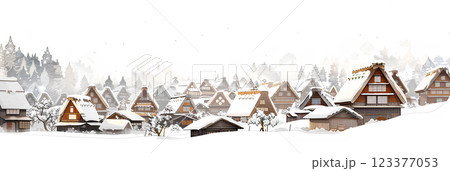 世界遺産 冬の白川郷 世界遺産 冬の白川郷 123377053