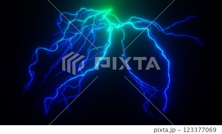 青い稲妻の3Dイラスト 青い稲妻の3Dイラスト 123377069