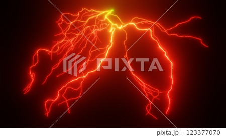 赤色の稲妻の3Dイラスト 123377070