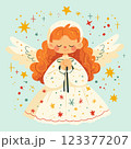 A spring card. Cute little angel girl with wings 123377207