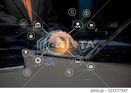 Digital transformation technology strategy, Person using laptop, tablet and smartphone with of things. transformation of ideas and the adoption. Digital transformation technology strategy, Person using laptop, tablet and smartphone with of things. transformation of ideas and the adoption. 123377597