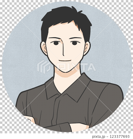 男性の丸いアイコン 123377693
