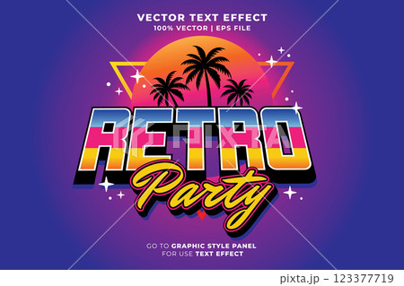 Retro Party editable text effect 3d cartoon template style premium vector. eps vector file Retro Party editable text effect 3d cartoon template style premium vector. eps vector file 123377719