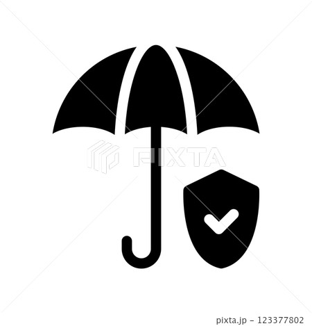 A simple icon that symbolizes umbrella, shield A simple icon that symbolizes umbrella, shield 123377802