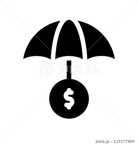 A simple icon that symbolizes umbrella, money 123377804