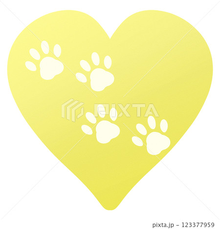 薄い黄色の可愛い足跡のついたハート 薄い黄色の可愛い足跡のついたハート 123377959