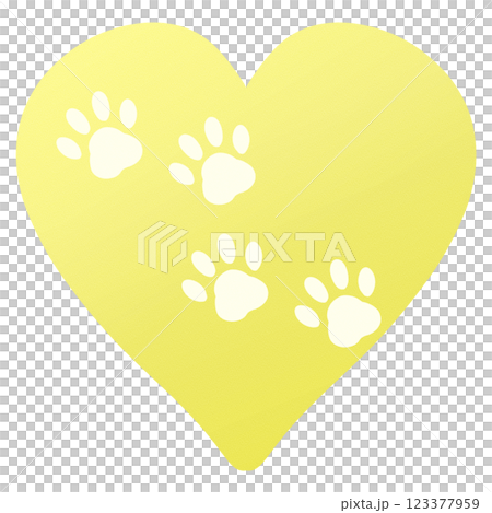 薄い黄色の可愛い足跡のついたハート 薄い黄色の可愛い足跡のついたハート 123377959