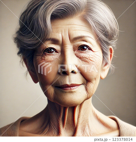 シニア女性のバストアップ シニア女性のバストアップ 123378014