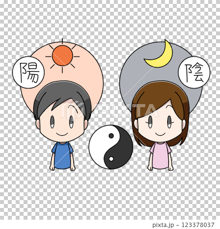東洋思想の陰陽論のイメージイラスト 123378037