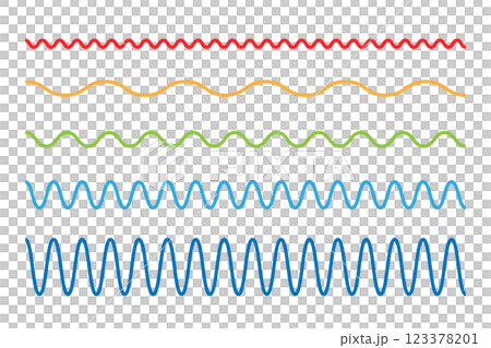 Set of jagged wavy lines, colorful 123378201