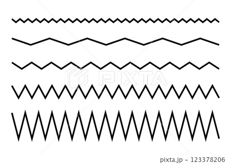ギザギザ線のセット モノクロ ギザギザ線のセット モノクロ 123378206