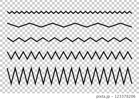 ギザギザ線のセット モノクロ ギザギザ線のセット モノクロ 123378206