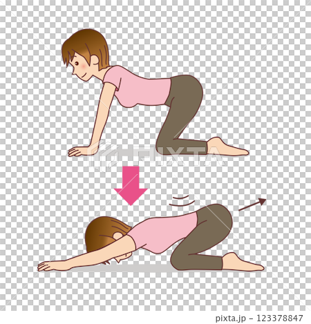 Woman doing back exercises on all fours 123378847