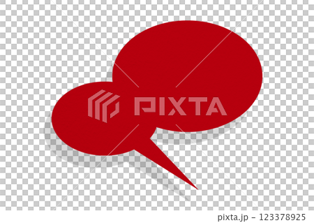 Red paper speech bubbles separated on transparent background Red paper speech bubbles separated on transparent background 123378925
