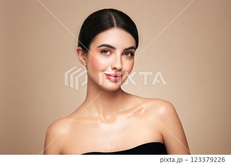 Portrait beautiful young woman with clean fresh skin 123379226
