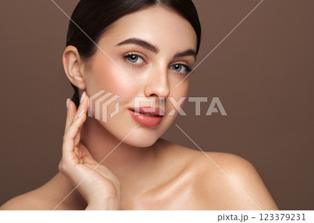 Portrait beautiful young woman with clean fresh skin Portrait beautiful young woman with clean fresh skin 123379231