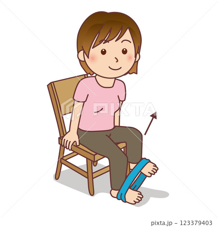 股関節の屈曲運動をする女性 123379403